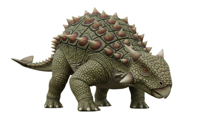 Obraz premium Isolated ankylosaurus with detailed scales and spiky armor for a realistic dinosaur look