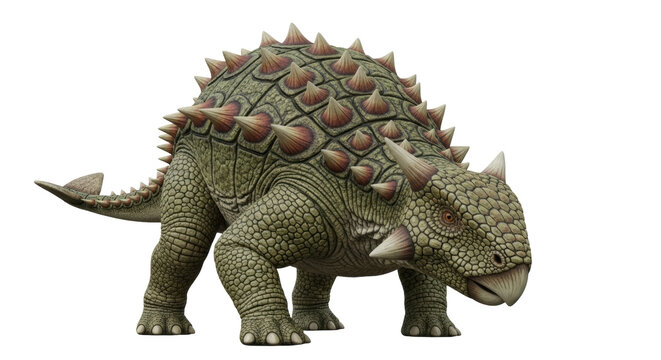 Isolated ankylosaurus with detailed scales and spiky armor for a realistic dinosaur look