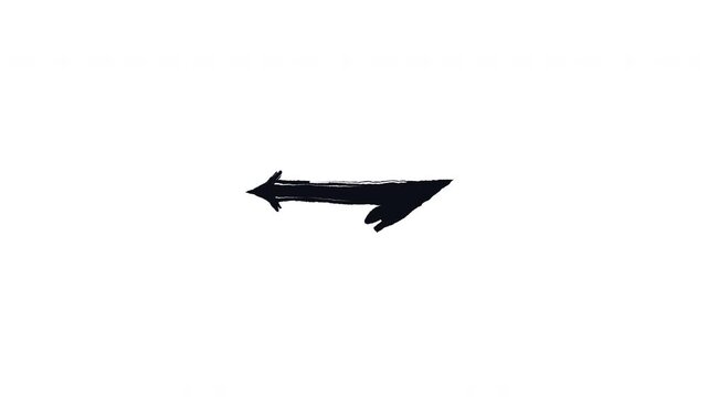 Acute left arrows in descending size bold thick stroke animation. Redirection return. Visual emphasis. Expressive grunge marker highlight pointers 4K video motion. Animated ink rough direction