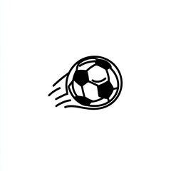 Obraz premium Simple black and white illustration of a soccer ball with motion lines, against white