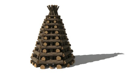 Stacked wooden logs in teepee shape © salman