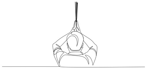 Continuous line vector design of a man praying on Vesak Day