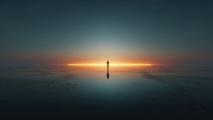 Solitary Figure on Horizon