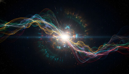 Fototapeta premium Vibrant Energy Waves Radiating from a Bright Cosmic Core
