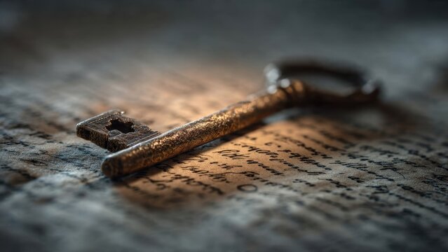 Vintage Key on Antique Handwritten Letter