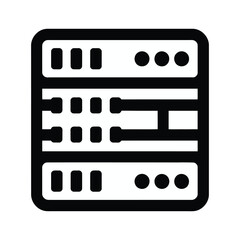 Fototapeta premium Vector icon depicting a server rack with multiple layers and slots