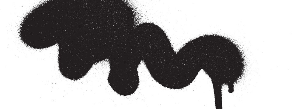 graffiti spray paint art balck and white in trasparent background 