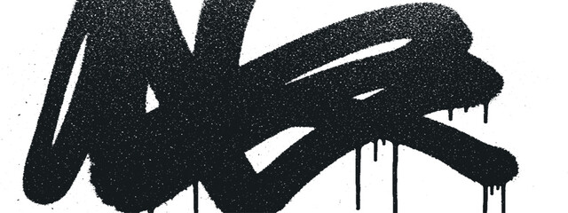 Bold black graffiti tag with dripping paint on a white background urban street art style. © HexaFrame