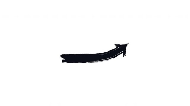 Curved end up arrows bold thick stroke animation. Arching upward rightward. Flexible rise. Expressive grunge marker highlight pointers 4K video motion. Animated ink rough direction collection