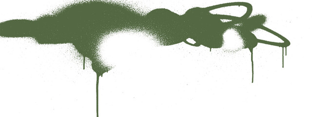 Green graffiti spray paint drip abstract art. © HexaFrame