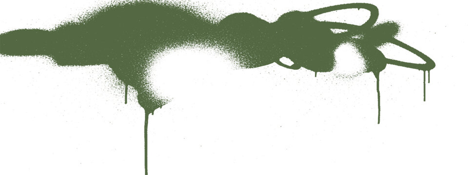 Green graffiti spray paint drip abstract art.