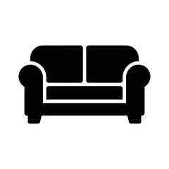Black silhouette icon of a modern sofa