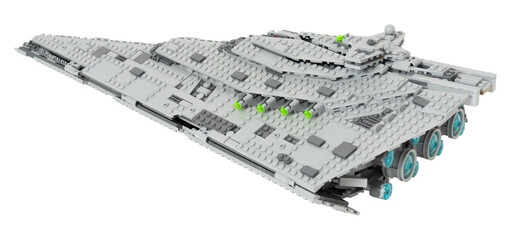 Naklejka premium Futuristic space cruiser starship model isolated on transparent background galactic battle ship