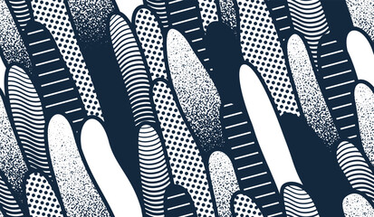 Abstract vector seamless pattern, endless motif background of some plants biology theme, tiling art with biology organisms look like shapes.