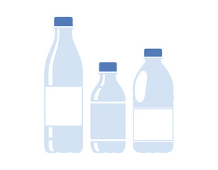 Vector milk packaging labels. Milk held in plastic bottles.