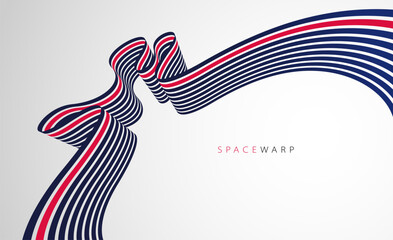 Obraz premium Lines in perspective look like bent ribbon graphic design, vector abstract background with curved stripes in distorted perspective, futuristic surreal op art.
