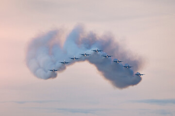 Frecce Tricolori Air Show. Thrilling flight.
