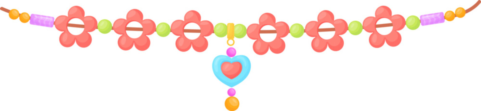 Cute flower bracelet. Plastic color bead necklace