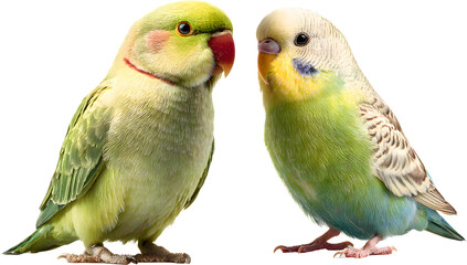 Naklejka premium Pair of colorful parrots isolated on a white background