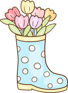 Rain boot with flowers Easter spring season Classroom decor