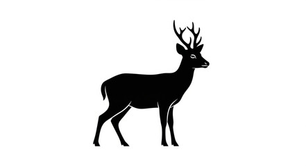 Obraz premium Deer Silhouette with Antlers Standing.