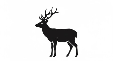 Obraz premium Deer Silhouette with Antlers Standing.