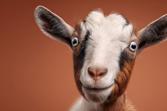 Comical surprised goat making a funny face