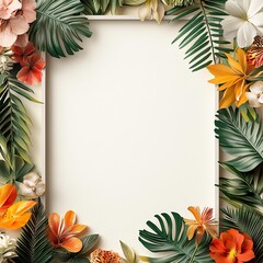 Vibrant floral frame with empty space.