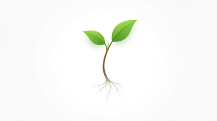 Obraz premium World wetlands day shows a small plant with two green leaves and a thin brown stem against a bright white background