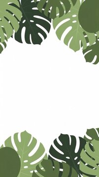 Tropical monstera leaf border design with green foliage