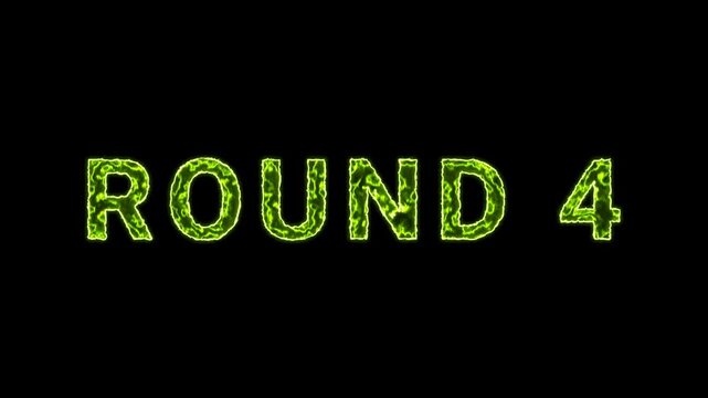 Round 3 Text Glowing Neon Green Energy Animation Isolated On Black Background