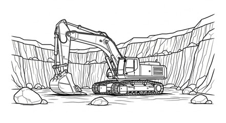 Excavator Digging in Quarry Site. © ramlan