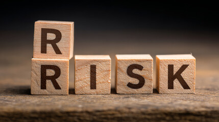 risk and rise inscription on wooden blocks.
risk management idea concept.