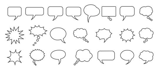 Fototapeta premium Collection of various speech bubbles and thought clouds