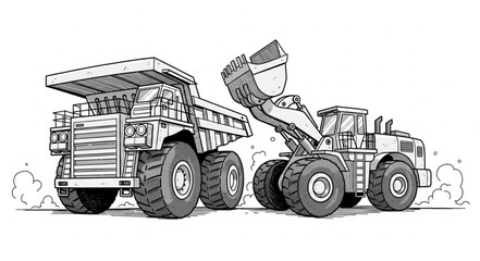 Heavy Duty Mining Dump Trucks. © kadon