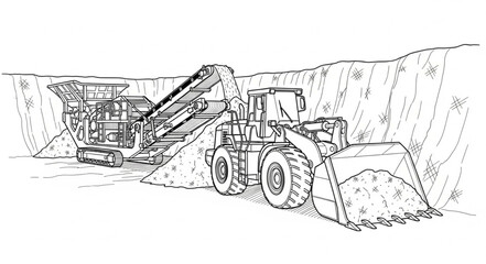 Heavy Machinery Excavator at Work Site. © kadon