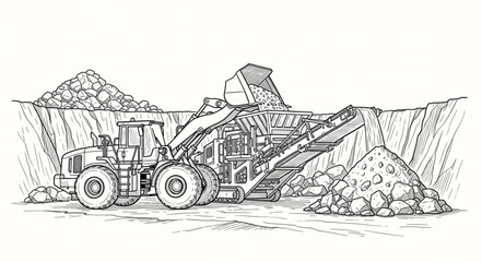 Heavy Machinery Excavator at Work Site. © kadon