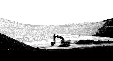 Excavator Working on Coastal Project. © kadon