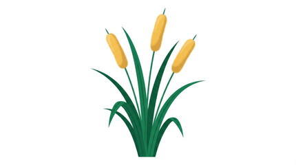 Fototapeta premium World wetlands day shows a plant with green leaves and yellow plumes against a plain backdrop in a centered composition