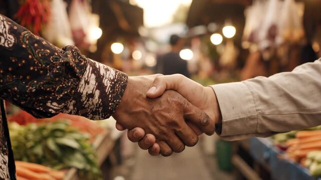 Handshake at Outdoor Traditional Market.