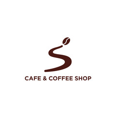 Abstract brown coffee bean and letter s logo for premium cafe and roasting shop