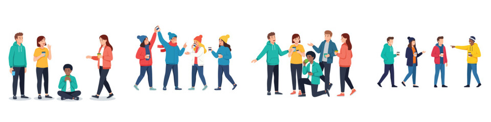 Fototapeta premium Diverse group of people walking and interacting
