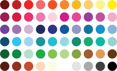 Fototapeta premium Collection of Scalloped Circle Shapes in Various Colors