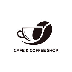 Modern coffee cup and bean logo concept for cafe emblem
