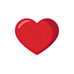 Vibrant, glossy red heart graphic with a subtle shadow, set against a clean white background
