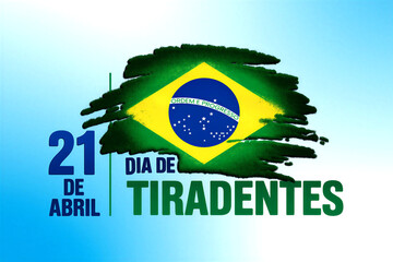 Brazilian flag brush stroke for tiradentes day celebration design