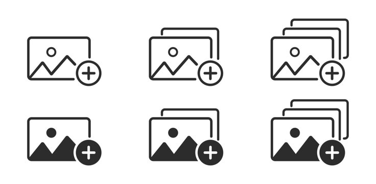 Photo Gallery Image Placeholder Icon Pack with Media File Upload Frame Preview and Interface Symbols for Website and Mobile Application Design Isolated on Transparent Background