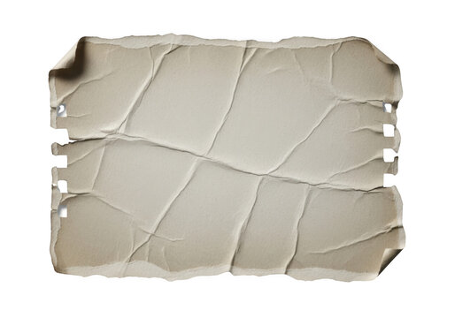 Stitched beige leather patchwork panel isolated on transparent background