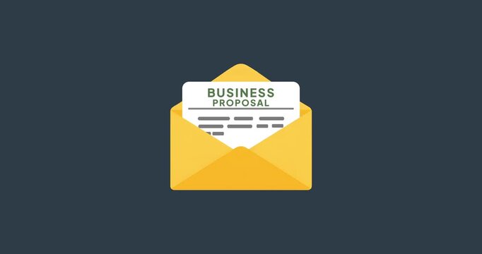 Envelope Opening Animation Revealing Business Proposal Letter