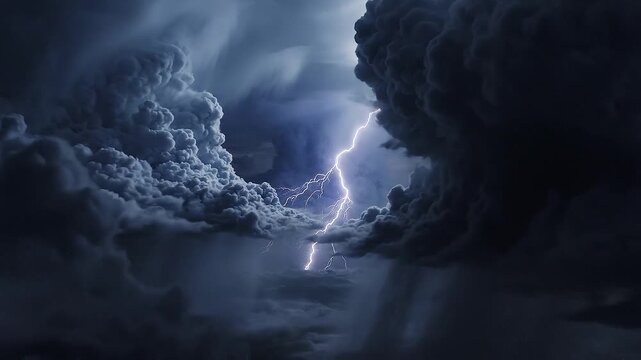 Dramatic Stormy Weather with Lightning Bolts.
